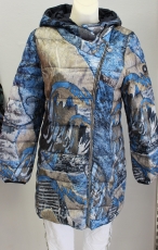 Dolcezza Kurzmantel mit Kapuze blau/beige