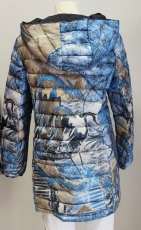 Dolcezza Kurzmantel mit Kapuze blau/beige