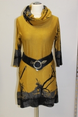 Kleid Druck Bume Farbe gelb