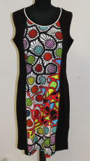 Dolcezza Kleid ohne Arm schwarz/wei Druck Kreise bunt