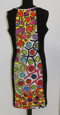 Dolcezza Kleid ohne Arm schwarz/wei Druck Kreise bunt