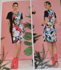 Dolcezza Kleid Kurzarm schwarz Druck Blumen