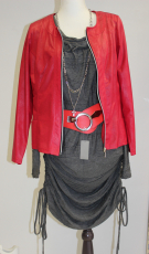 Kleid Langarm grau mit Kettengrtel