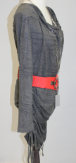 Kleid Langarm grau mit Kettengrtel