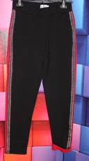 Hose Jogger schwarz Streifen rot + silber