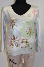 Langarmpulli Flowers grau