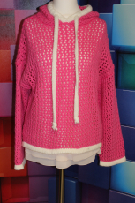 Believe Grobstrichpullover mit Kapuze pink/wei