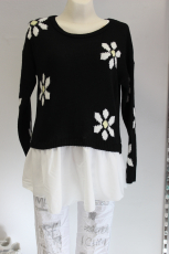 Be`lieve Strickpullover mit Bluseneinsatz schwarz