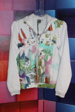 Dolcezza Jacke mit Kapuze wei Muster Oliven