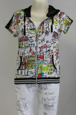 Dolcezza Sweatjacke Kurzarm wei Print Stadt
