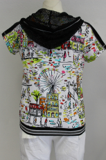 Dolcezza Sweatjacke Kurzarm wei Print Stadt