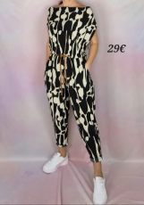 Jumpsuit beige/schwarz gemustert