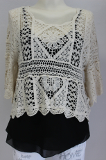Hkel-Oberteil Moni Kurzarm beige Muster Blume