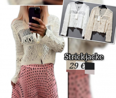 H�kel-Strickjacke Glam Style wei�