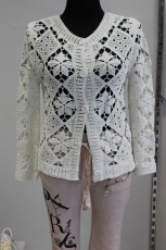 H�kel-Strickjacke Glam Style wei�