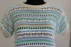 Be`lieve Kurzarm-Strickpulli blau/beige/wei
