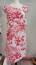 Leinenkleid wei mit Muster rot