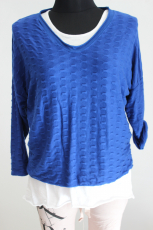 Doppelshirt Langarm mit Schal royalblau