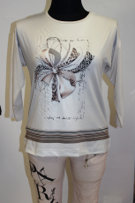 Langarmshirt beige Druck Blume