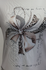 Langarmshirt beige Druck Blume