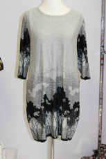 Kleid  grau/schwarz Druck Wald