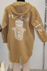 Sweatjacke GlamStyle mit Kapuze beige