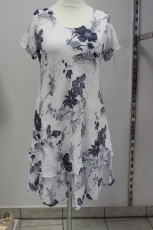 Leinenkleid Kurzarm wei/blau