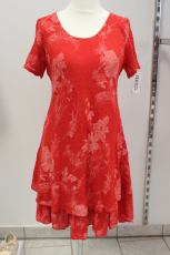 Leinenkleid Kurzarm rot/rosa