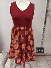 Kleid ohne Arm weinrot/orange