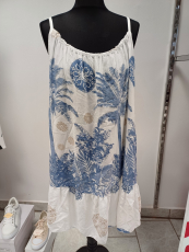 Kleid Dressplaner Spaghettitr�ger Palmen jeansblau