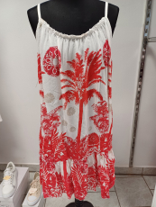 Kleid Dressplaner Spaghettitrger Palmen rot