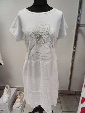 Kleid Kurzarm wei Druck Blume