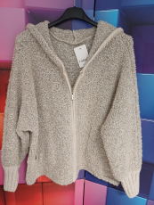 Kuscheljacke mit Kapuze beige