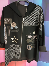 leichte Sweatjacke schwarz Druck Romantic