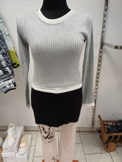 Kurzpullover 2-Lagen-Optik hellgrau