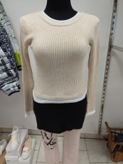 Kurzpullover 2-Lagen-Optik beige