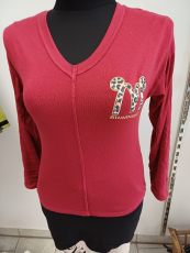 Langarmshirt weinrot Print Leo M