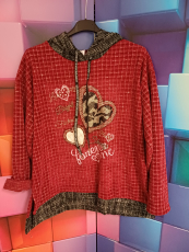 Kapuzenpullover Dressplaner weinrot Druck Herzen