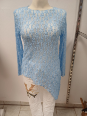 Spitzenshirt mit Zipfel blau Muster