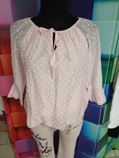 Carmen-Bluse mit P�nktchen rosa