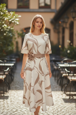 Kleid Lordess wei� mit Muster beige