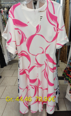 Kleid Lordess wei� mit Muster pink