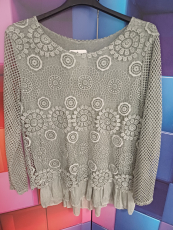 Spitzen-Oberteil mit Muster Farbe olivgr�n