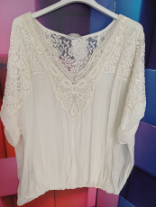 Kurzarm-Bluse Spitze creme