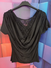 Shirt Wasserfallkragen schwarz