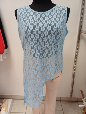 Spitzentop mit Zipfel hellblau