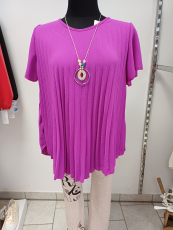 Kurzarm-Shirt/-Bluse Plisse� mit Kette violett