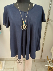 Kurzarm-Shirt/-Bluse  mit Kette dunkelblau