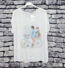 Kurzarm-Shirt Motiv Fahrrad