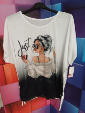 Kurzarm-Shirt Druck Bild Just schwarz